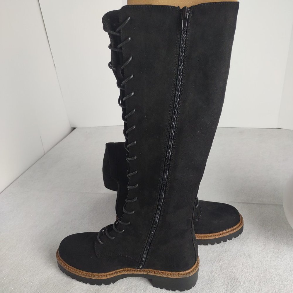 ASOS DESIGN Carolina Chunky Lace Up Knee High Boots In Black Size 6 (NWOT)